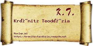 Kránitz Teodózia névjegykártya